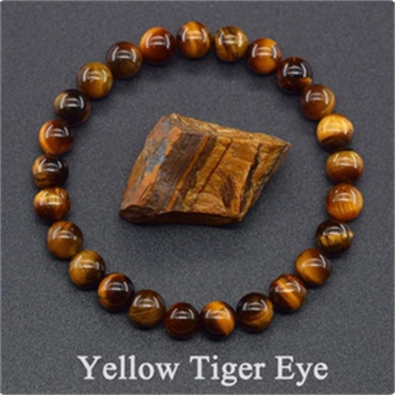 Wholesale 8mm rose natural stone tiger eye crystal elastic bead bracelet